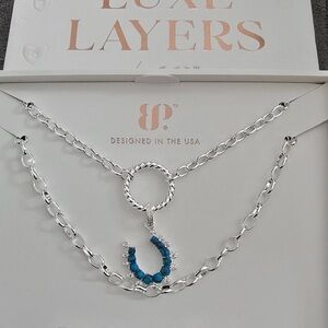 Luxe Layers Silver and Blue Horseshoe Necklace